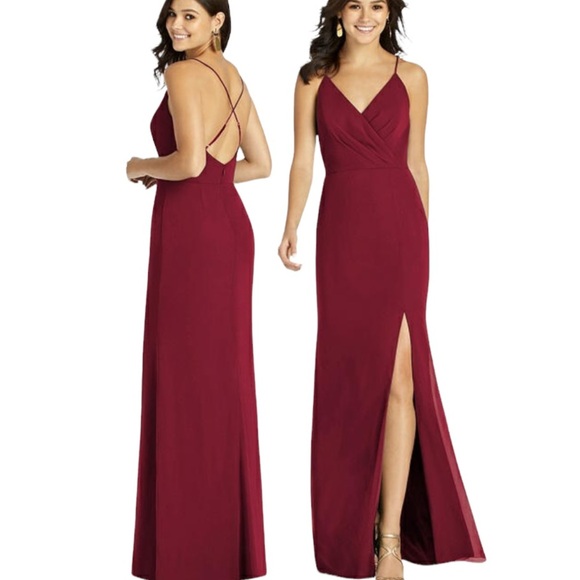 Dessy Collection Thread Criss Cross Back Mermaid Wrap Dress Sz 4 - Picture 16 of 16